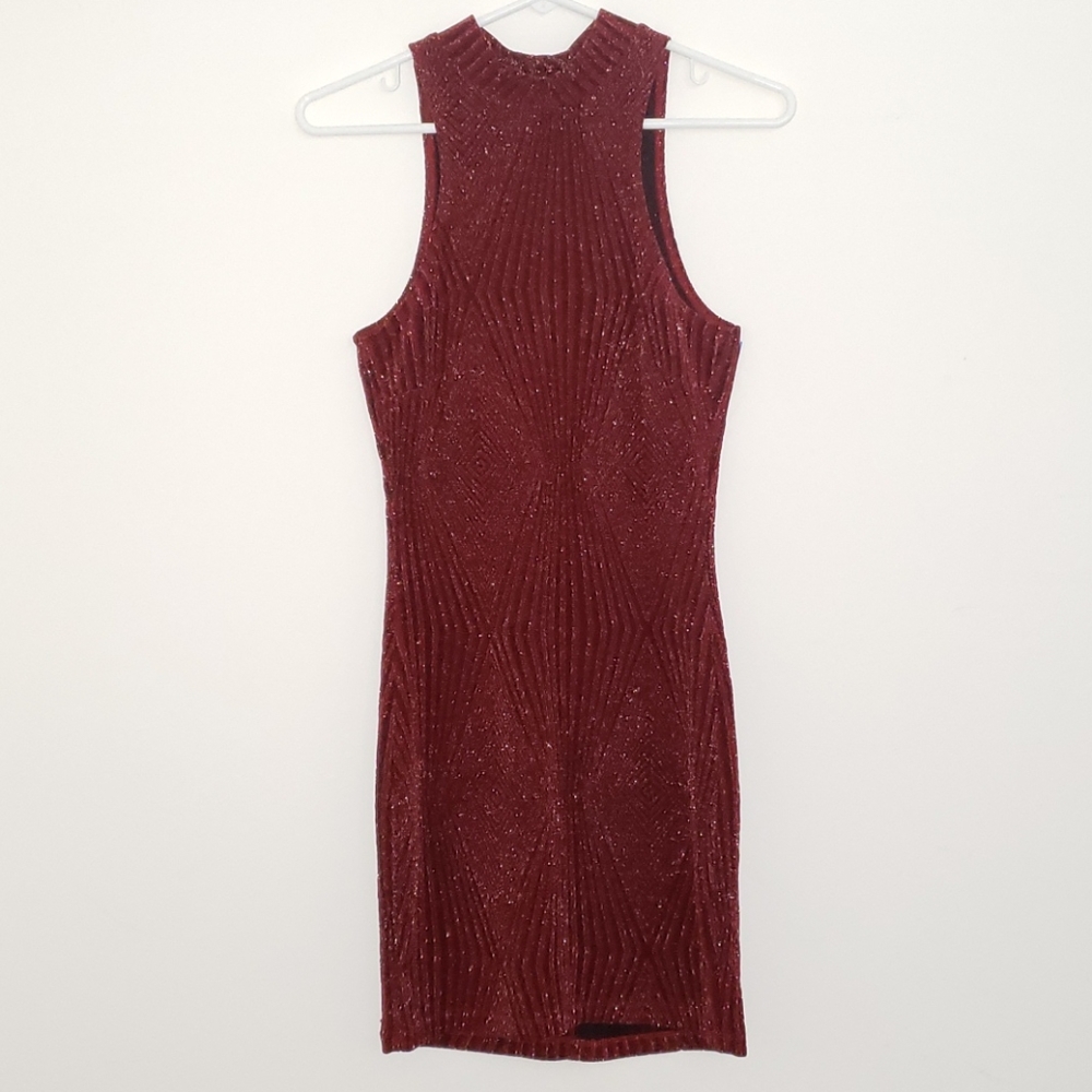 Burgundy Glitter Cocktail Dress